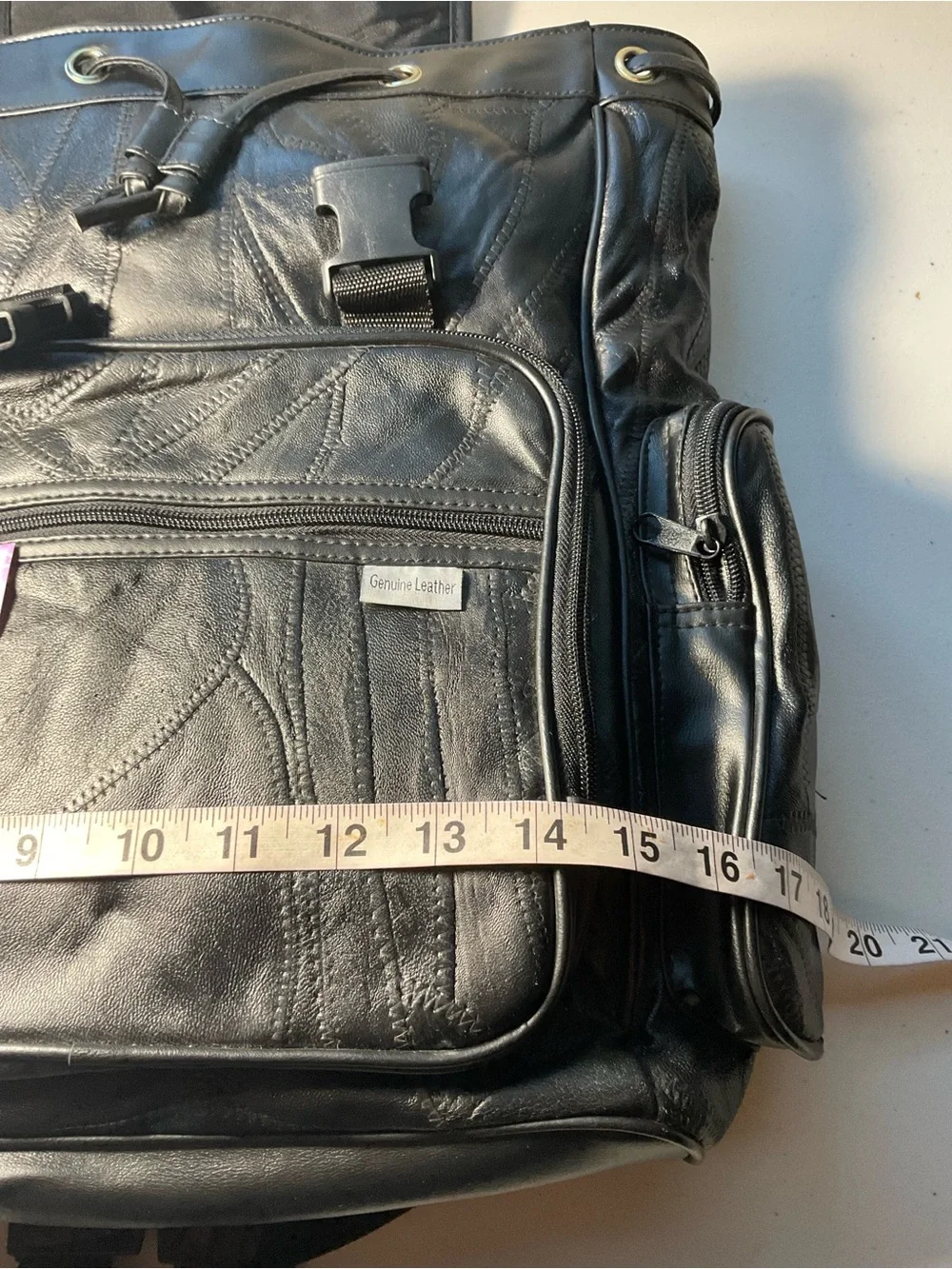Embassy USA Genuine Leather Black Multi-Pocket Backpack Travel Laptop Bag NWT - Picture 7 of 10